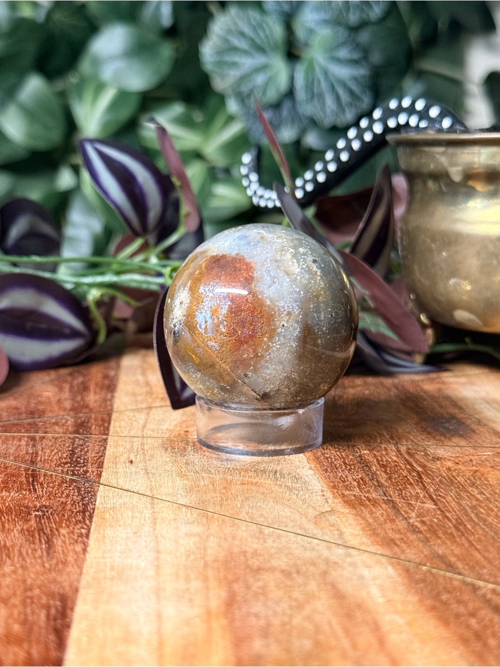 Starry sky agate sphere - Picture 3 of 7